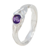 Lucia Purple Solitaire Ring with Elegant Silver Band